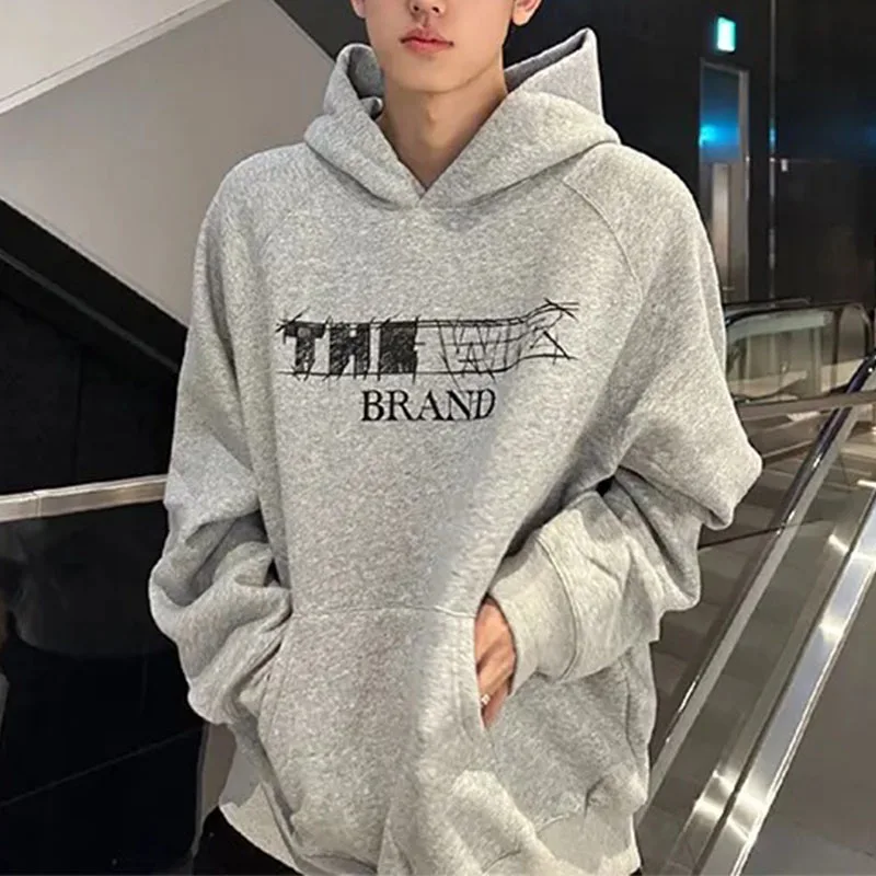 

Guochao Oril весна осень серебряная лиса бархатная популярная куртка из чистого хлопка мужская тонкая свободная толстовка с капюшоном мужская