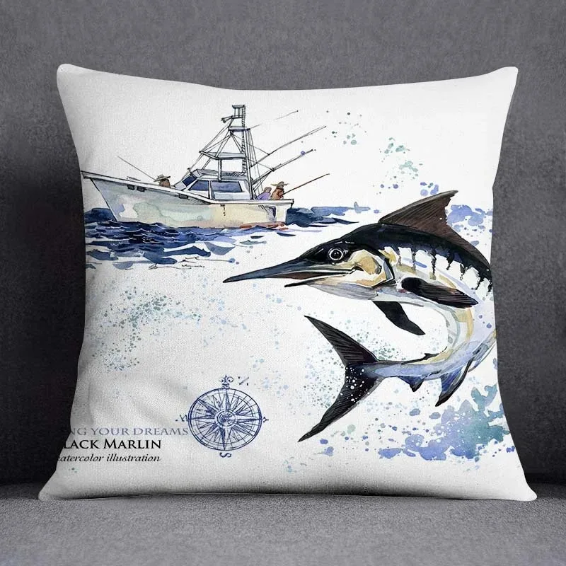 Ocean World Series Printed Pattern Cushion Cover for Home Living Room Sofa Office Decoration Throw pillowcase  45 * 45cm