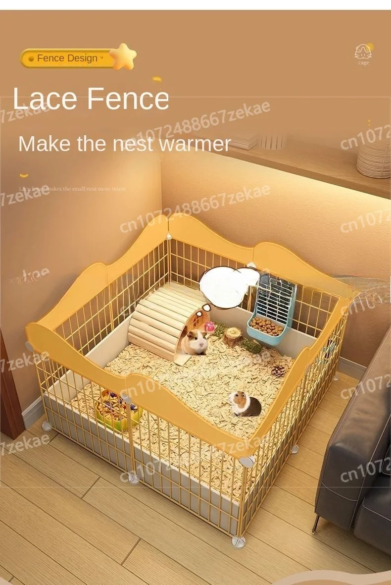 Pet Fence Cage, Foldable Small Animal Villa House, Guinea Pig Nest Habitat,Indoor Home Landscape Pet Supplies for Rabbit Hamster