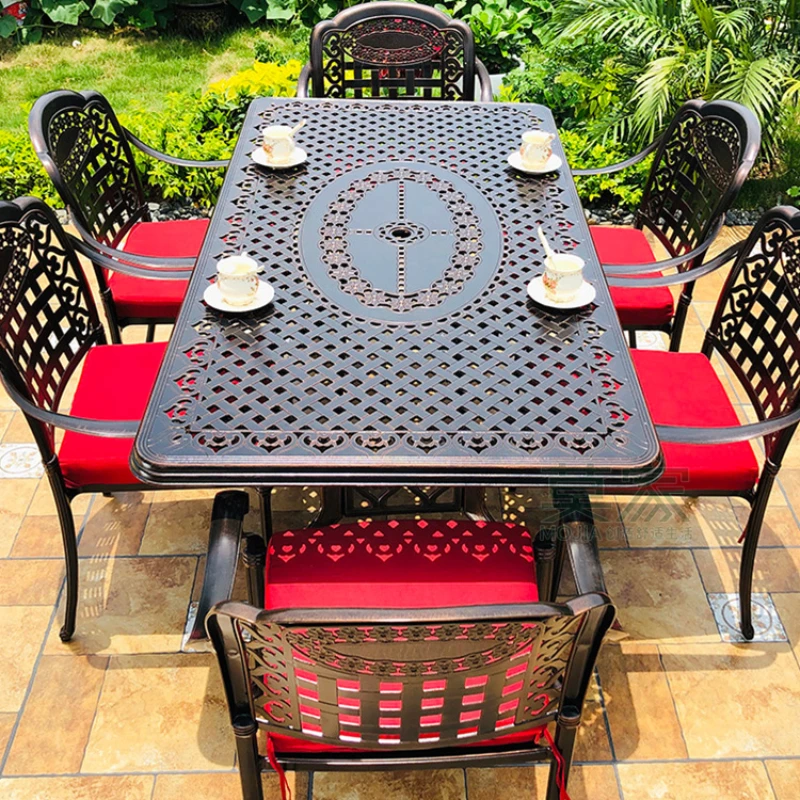 Outdoor cast aluminum table, chair, balcony combination set, European style villa, outdoor courtyard, garden