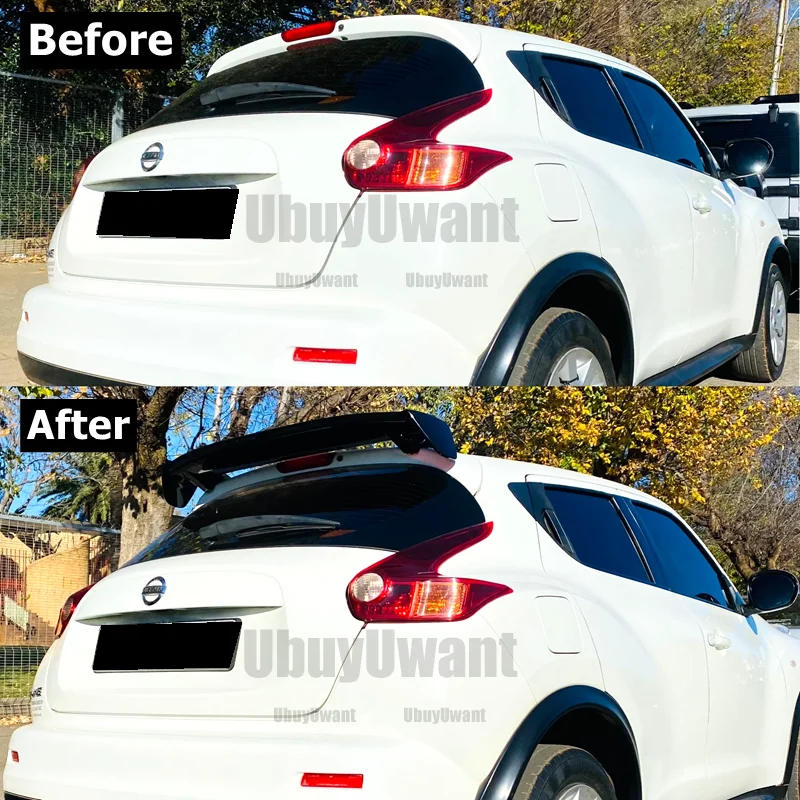 Für Nissan Juke Fließheck Hinten Stamm Dach Lip Spoiler Flügel ABS Kunststoff Schwarz Carbon Auto Außen Tuning Zubehör 2010-2015