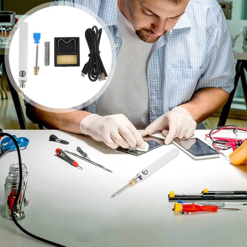 

1Set Controlled Temperature Soldering Iron USB Charging 5V 8W Adjustable Heating Tool Fast Heat for Electronics Jewelry DIY Smd