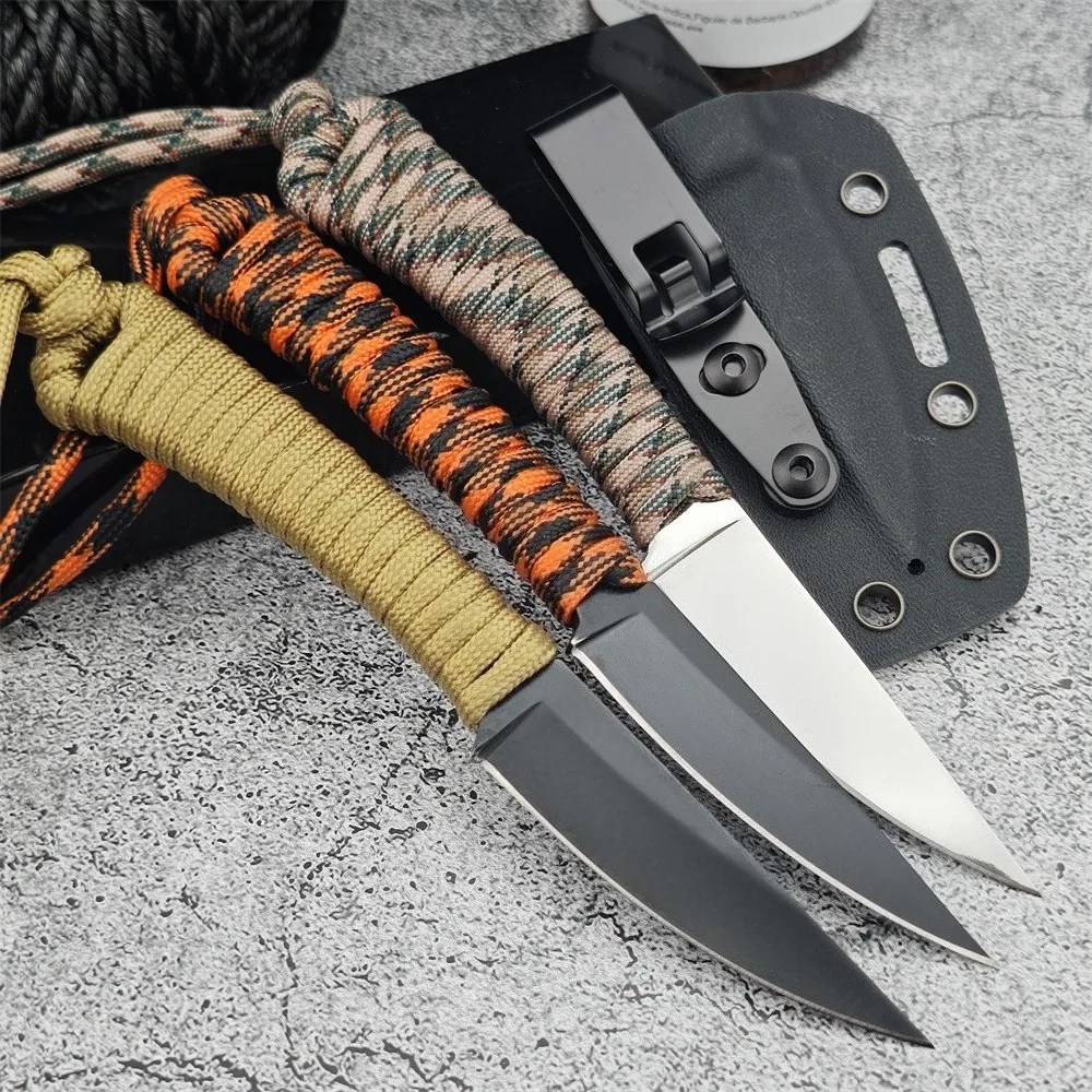 

Высококачественный тактический нож с фиксированным лезвием, лезвие из стали 440C с ручкой из нейлонового шнура, инструмент для кемпинга, охоты, EDC с ножнами