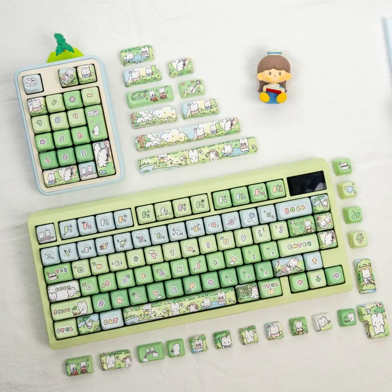 Sheep Miemie Keycaps Custom Ball Moa Profile Keycap Cute Green Cartoon Anime Point Key Caps for Gaming Mechanical Keyboard Gift