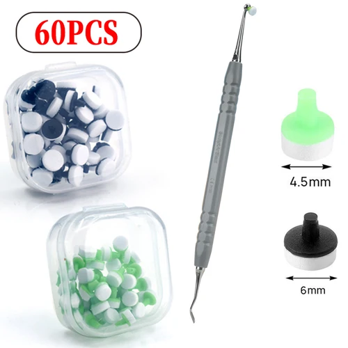 60 unids/caja herramienta de moldeo de relleno de resina Dental almohadillas de espuma de chapa instrumentos de resindentista compuestos materiales herramienta de blanqueamiento Dental