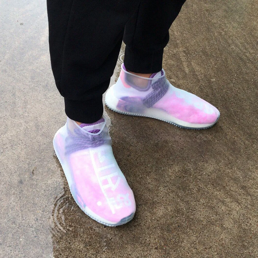 

1Pair Silicone Shoes Cover Extra Thick Waterproof Reusable Rain Boot Covers for Protection Mud Outdoor Activities Size M Black