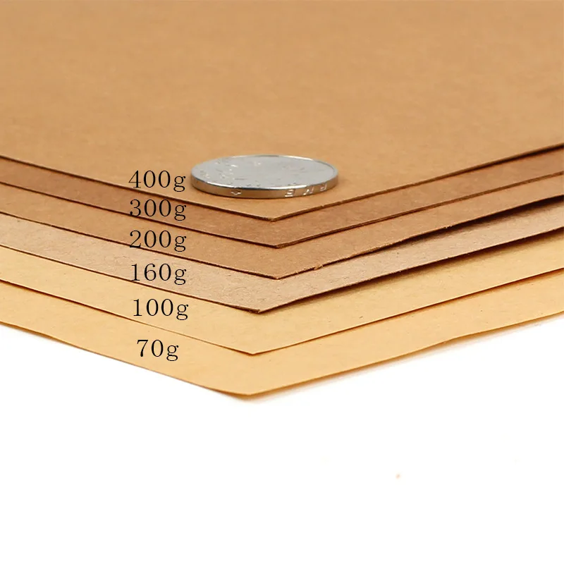 100 Sheets Wood Pulp A4 Kraft Paper 80g/200g Thickened Hard Kraft Cardboard Handmade Folding Paper Printing Paper