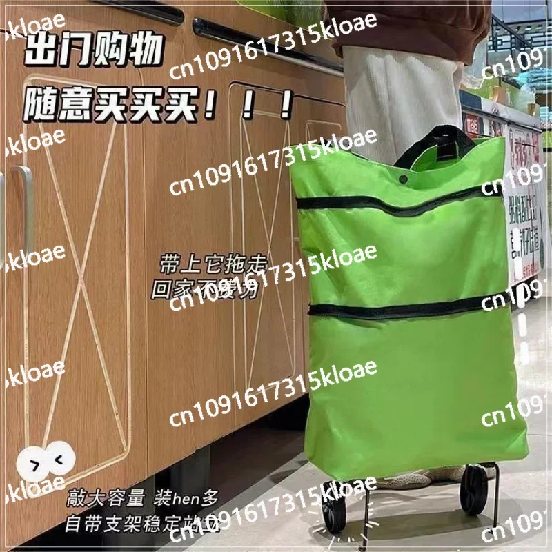 Portable grocery shopping cart Household folding can be carried Lightweight with wheels