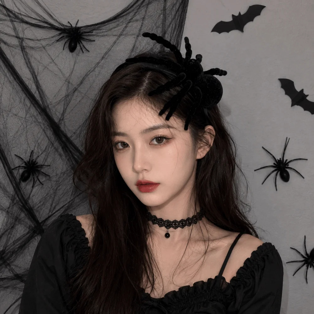 Creative Cartoon Spider Headband Animal Black Women Hair Hoop Non-slip Photo Props Halloween Hairbands Makeup Dance Party