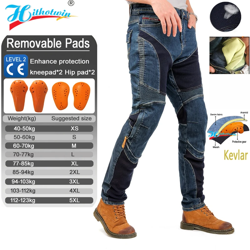 

Мотоциклетные брюки из арамидного волокна, мужские и женские летние джинсы для верховой езды, защитные брюки для мотокросса