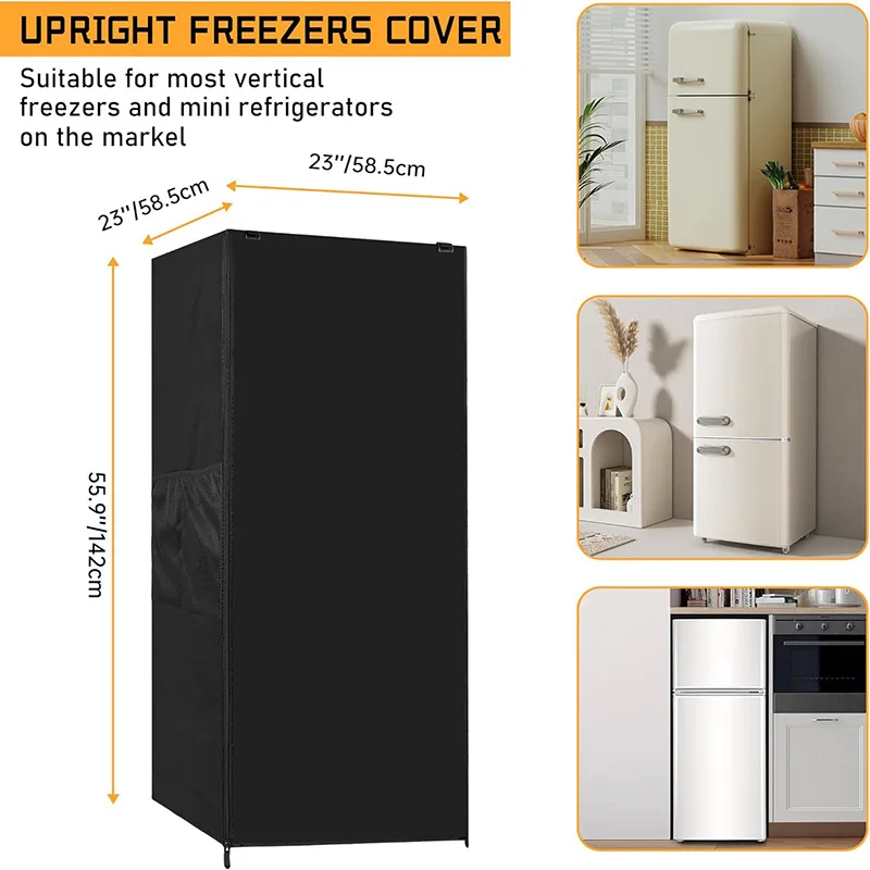 Refrigerator cover, waterproof and dust-proof cover for protecting outdoor, household upright freezers - refrigerated refrigerat