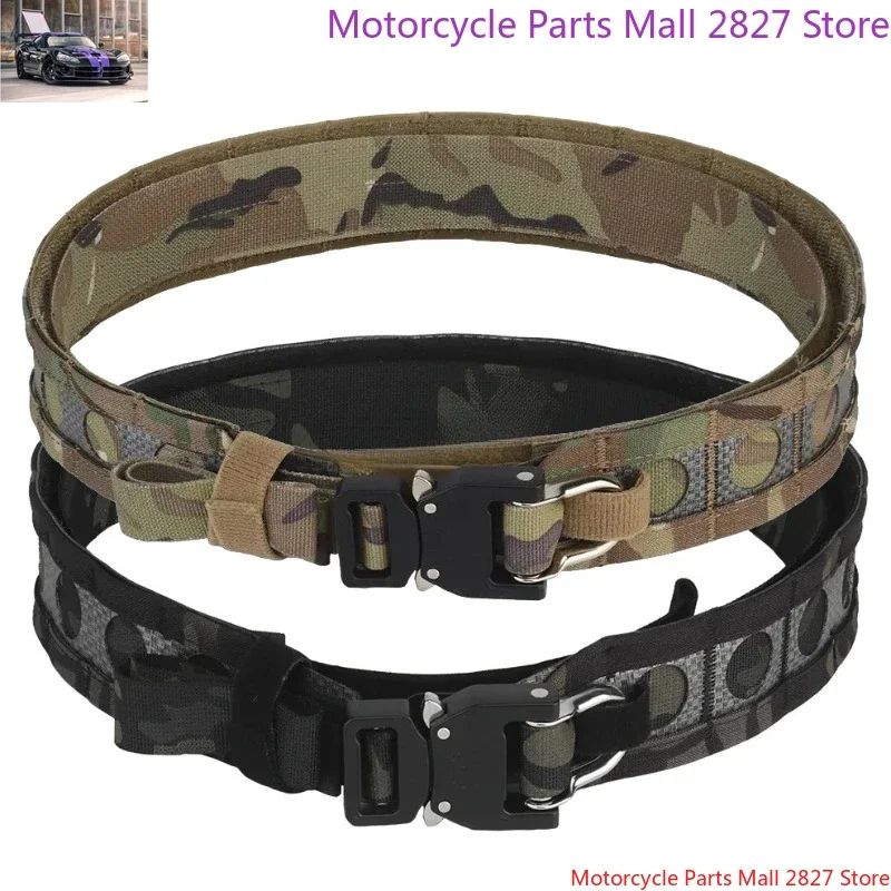 Ferro Bison Belt Tactcal Battle 2 Layers Waistbelt Quick Detach Metal D-Ring Buckle MOLLE Hunting Combat Waistband Airsoft Gear