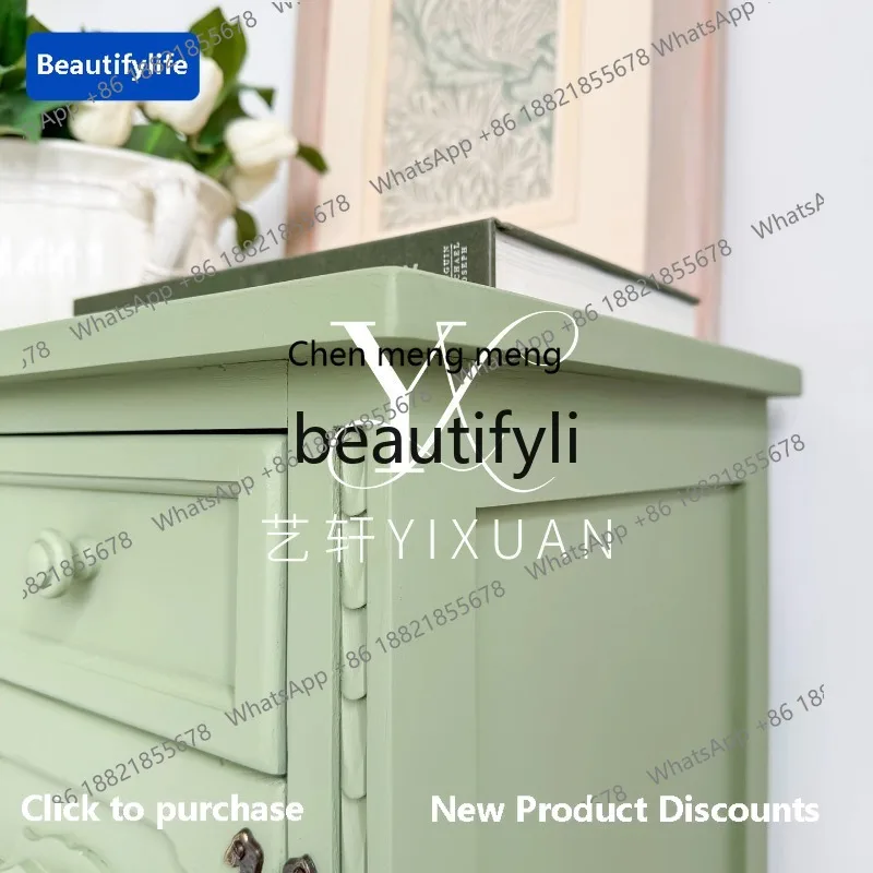 

cqy French retro solid wood contrasting color living room against the wall locker decorative cabinet furniture customization