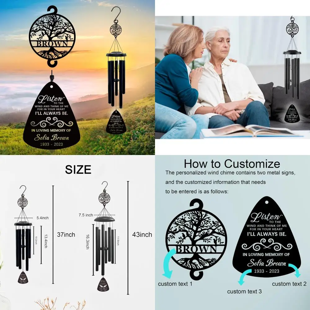

Personalized Memorial Wind Chime - 37" Remembrance Gift for Loss, Long-Lasting Sympathy Wind Chimes