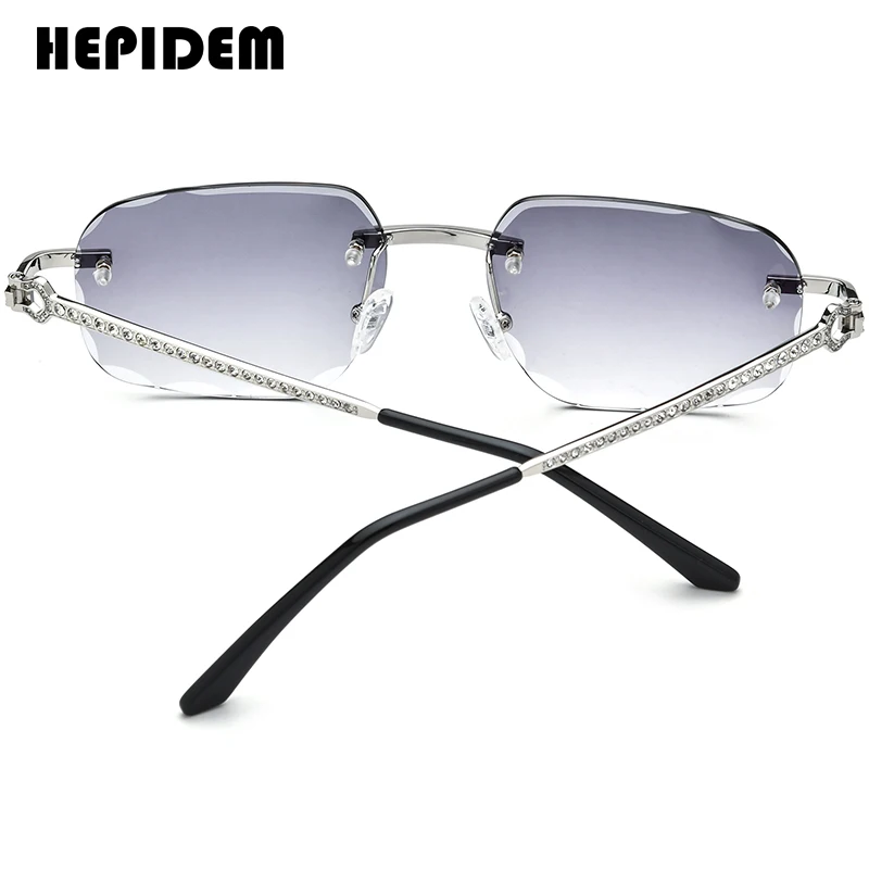 HEPIDEM Sunglasses Women Luxury Brand Designer Diamond Frameless Oversize Square Rimless Sun Glasses for Men Gradient Nylon Lens