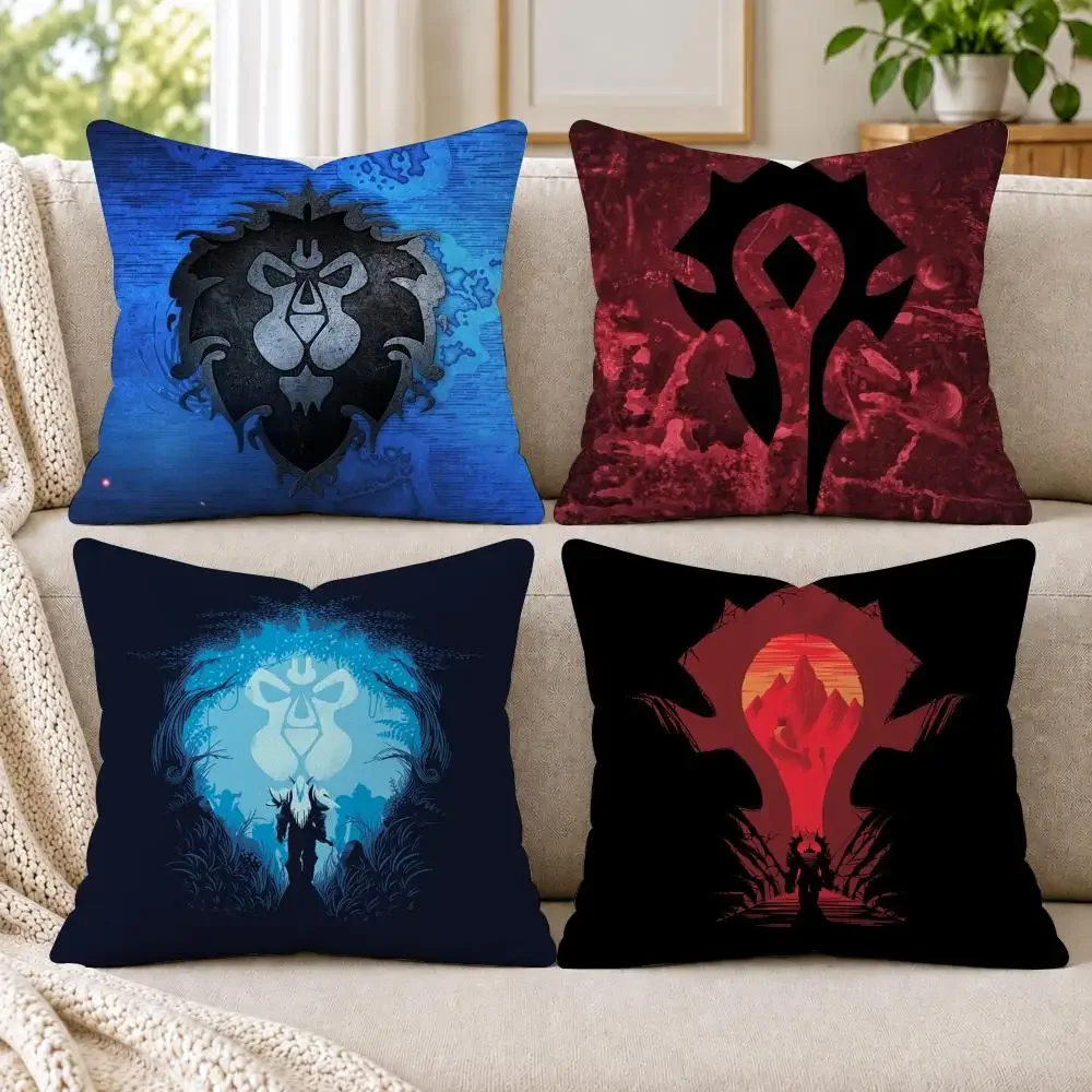Warcrafts of World W-WOW Game Cushion Cover Short Plush Double-Sided Printing Sofa Bedroom Room Throw Pillow Cover Home Decor