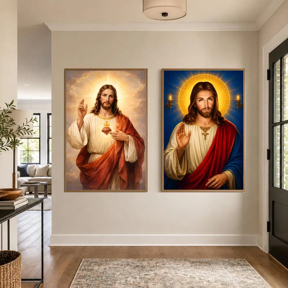 Religion J-Jesus Poster Graphic Wall Art Poster HD Waterproof PP Paper Print for Bedroom Living Room Office Decor Gift