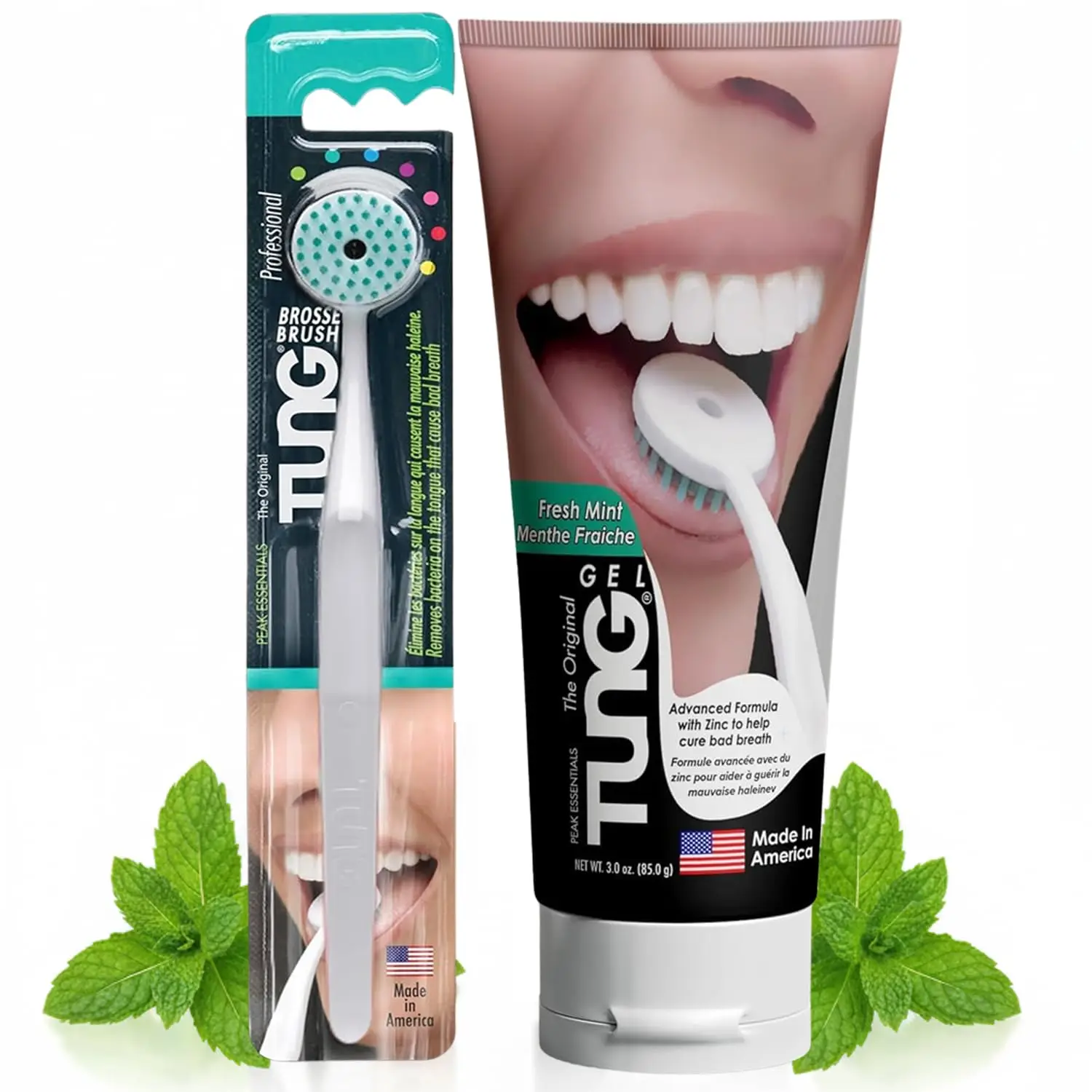 

Tung Tongue Cleaning Kit, Brush & Gel, Bad Breath Odor Eliminator, Halitosis Defense, USA Made (Set of 1)