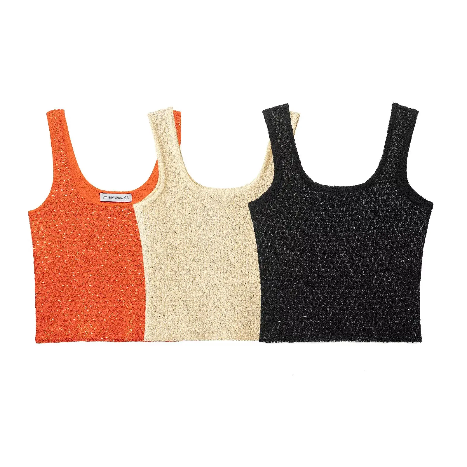 1 مجموعة الصيف رومانسية البرتقال الحياكة قصيرة الأكمام سترة اقتصاص تانك الأعلى واحد المغطاة زر الجبهة سترة فضفاضة البلوز