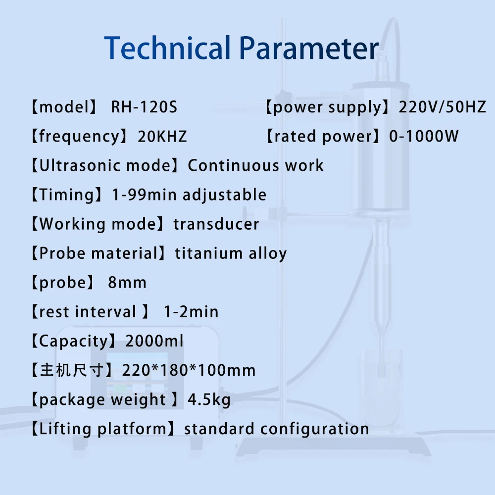 20KHz Lab Ultrasonic Emulsifier Processor Extractor Titanium Alloy Rod Sonicator Vibration Bar Sonic Homogenizer Mixer Disruptor