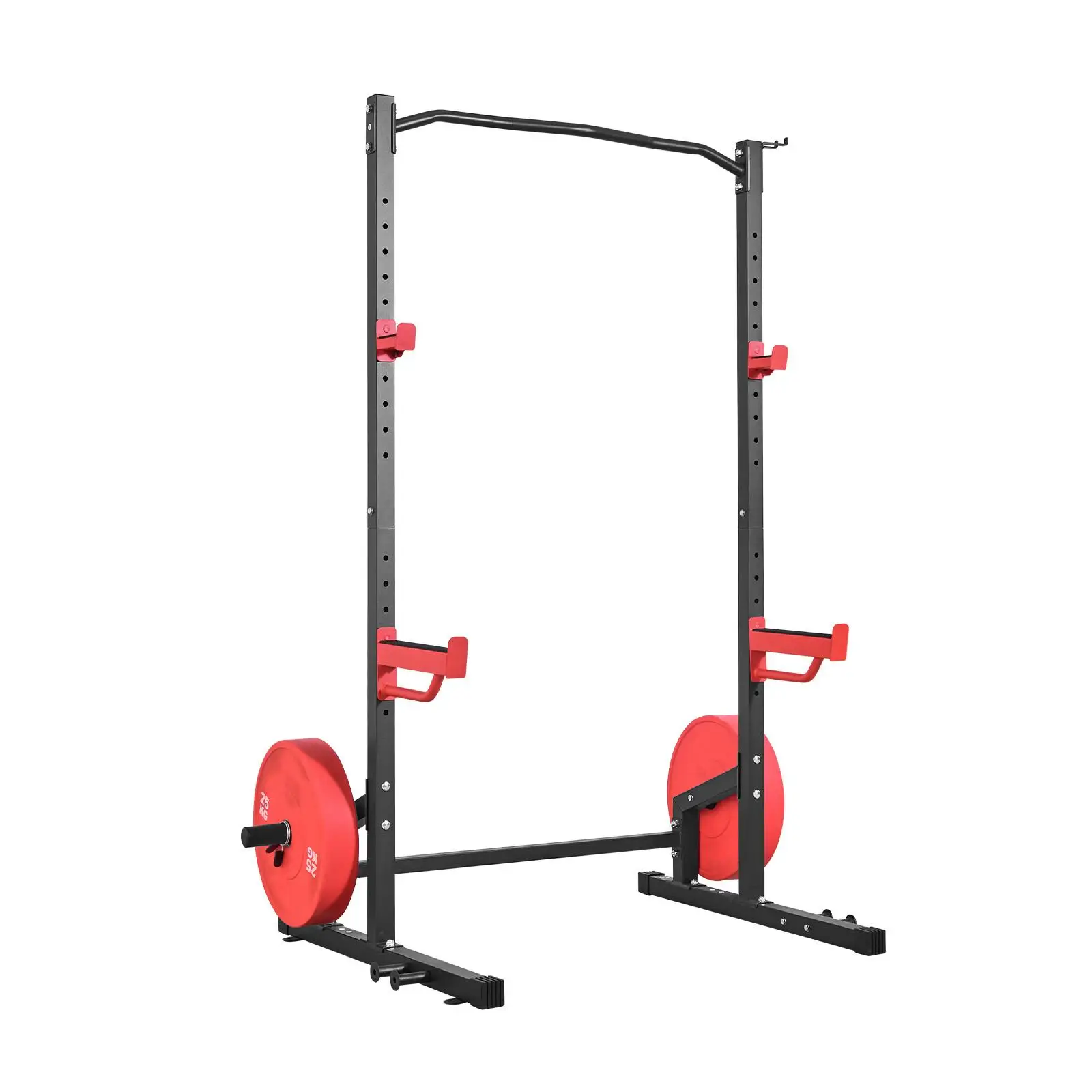 Power Cage Squat Rack Multifunctional Home Gym Strength Training Equipment 1000LBS Capacity with 4 Band Pegs Adjustable J Hooks Safety Bars and Pull Up Bar for Squats Bench Press and Weightlifting