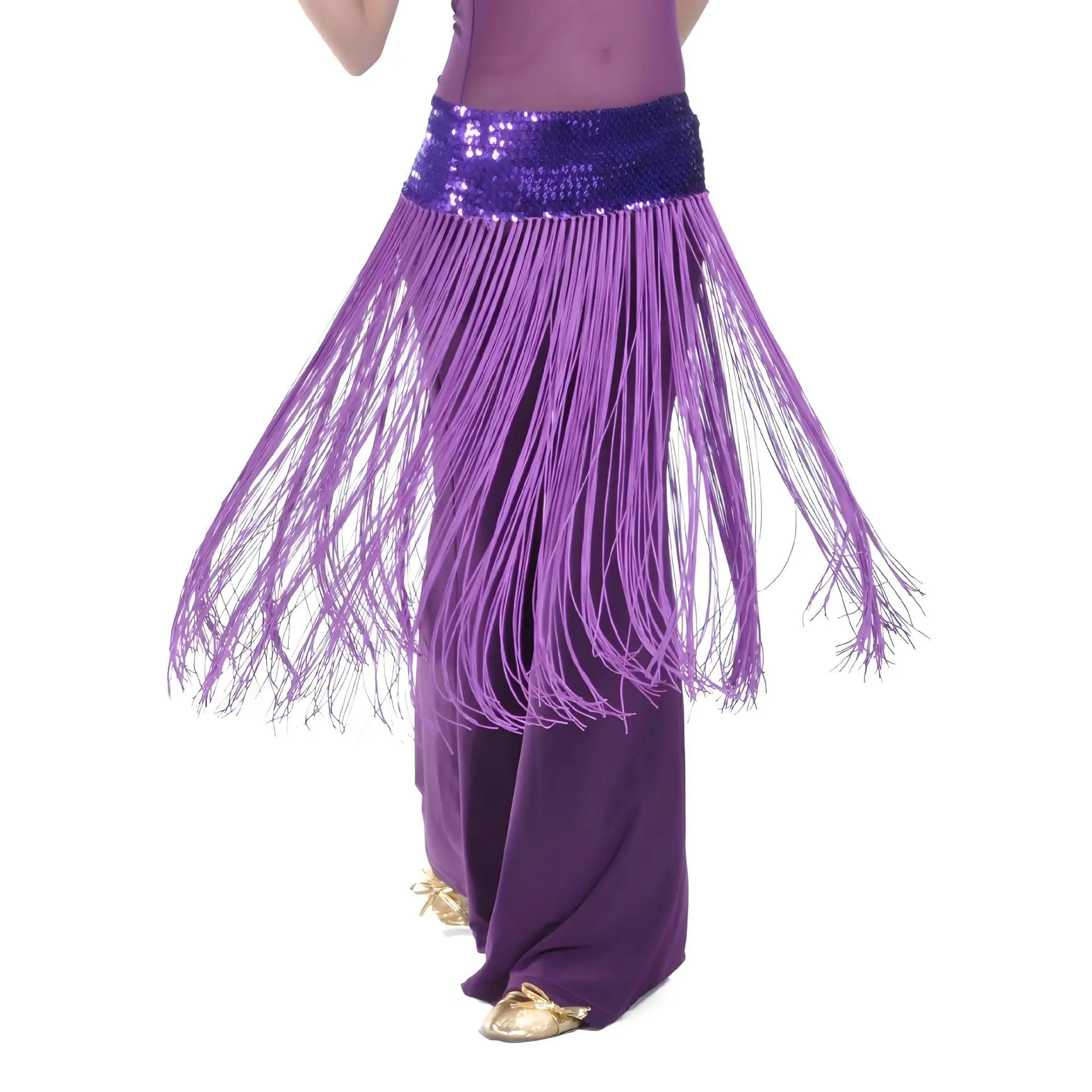 Sciarpe per fianchi di danza del ventre con catena lunga in nappa elastica con paillettes Accessori per la vita di danza del ventre per le donne Spettacolo teatrale