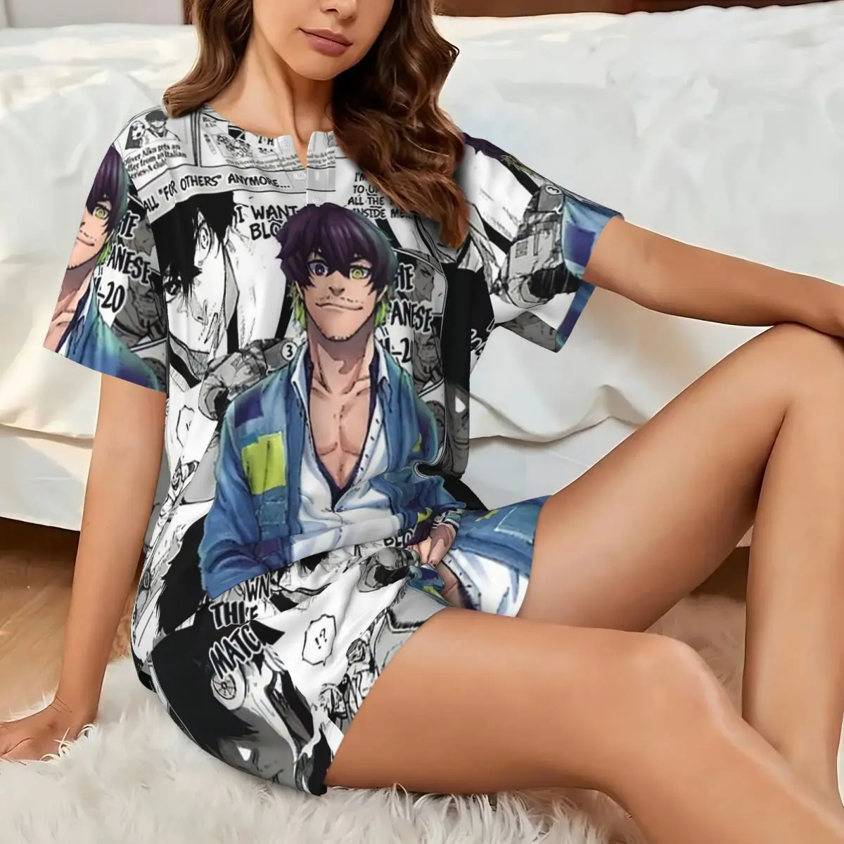 Oliver Aiku Round Neck Short Sleeve Nightgowns for Sleeping Sleepshirts Women Loose Pajama Set Short Pants