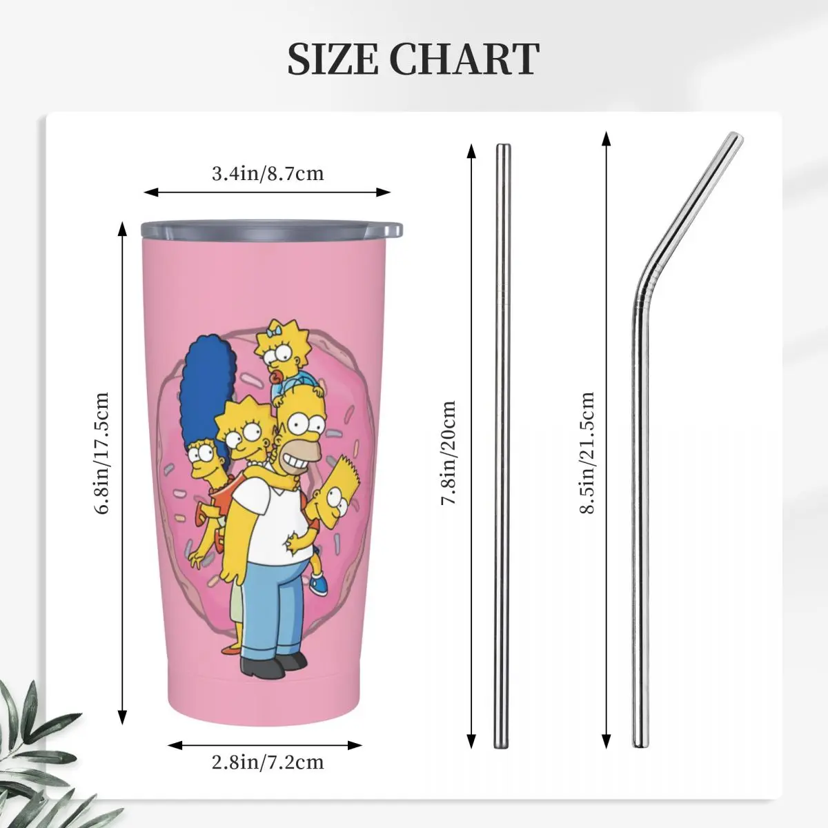 Stainless Steel Tumbler S-Simpsons Family  Car Mugs With Straws Hot Drinks Water Bottle Leakproof Large Capacity Coffee Mug