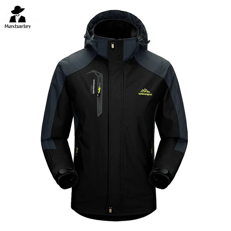 Camping Hiking Jacket Men Autumn Outdoor Sports Coats Climbing Trekking Windbreaker Travel Waterproof Jackets Black Gorpcore