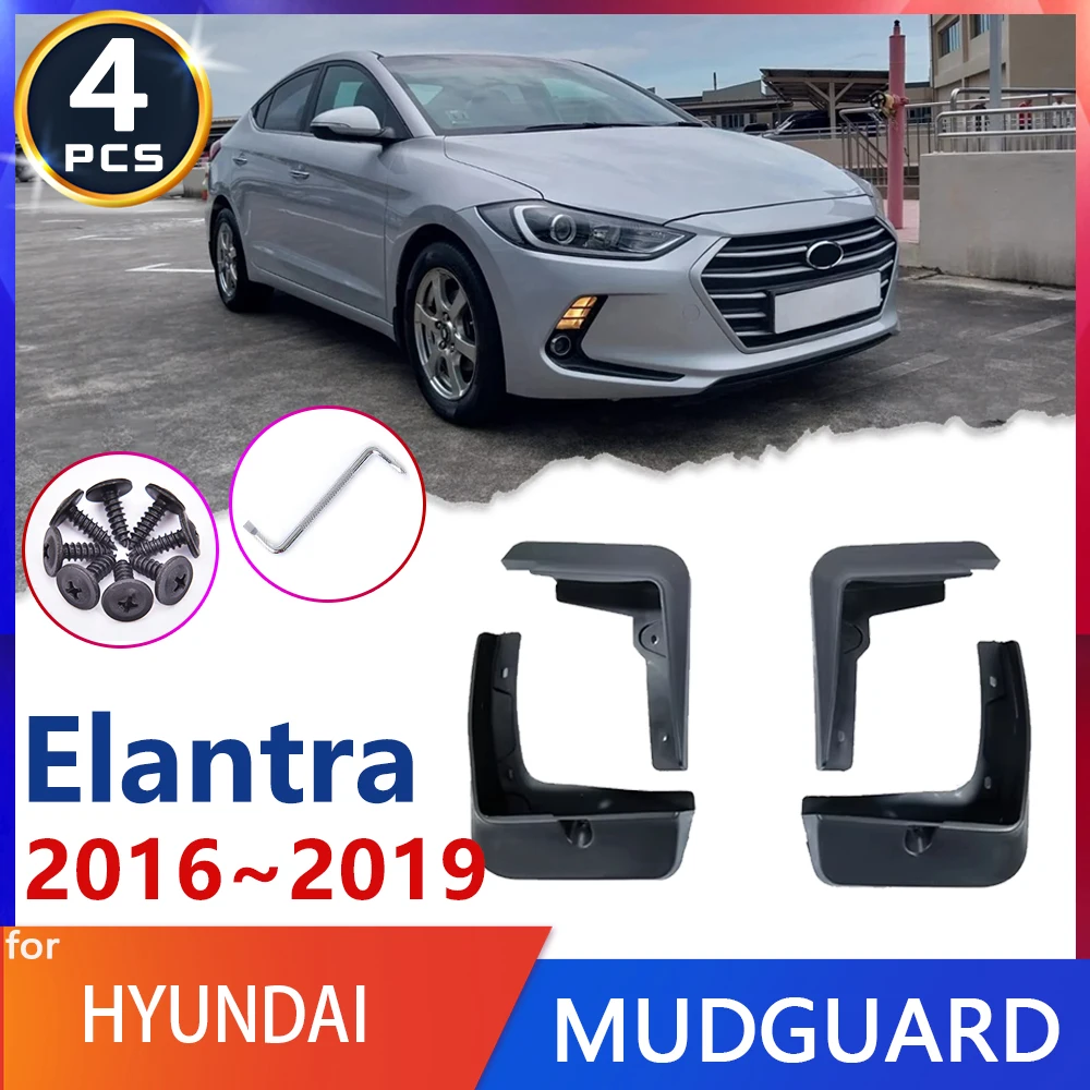 

For Hyundai Elantra Avante MK6 AD 2016 2017 2018 2019 4Pcs Set Car Fender Mud Flap Mudguards Mudflaps Splash Guards Goods Auto