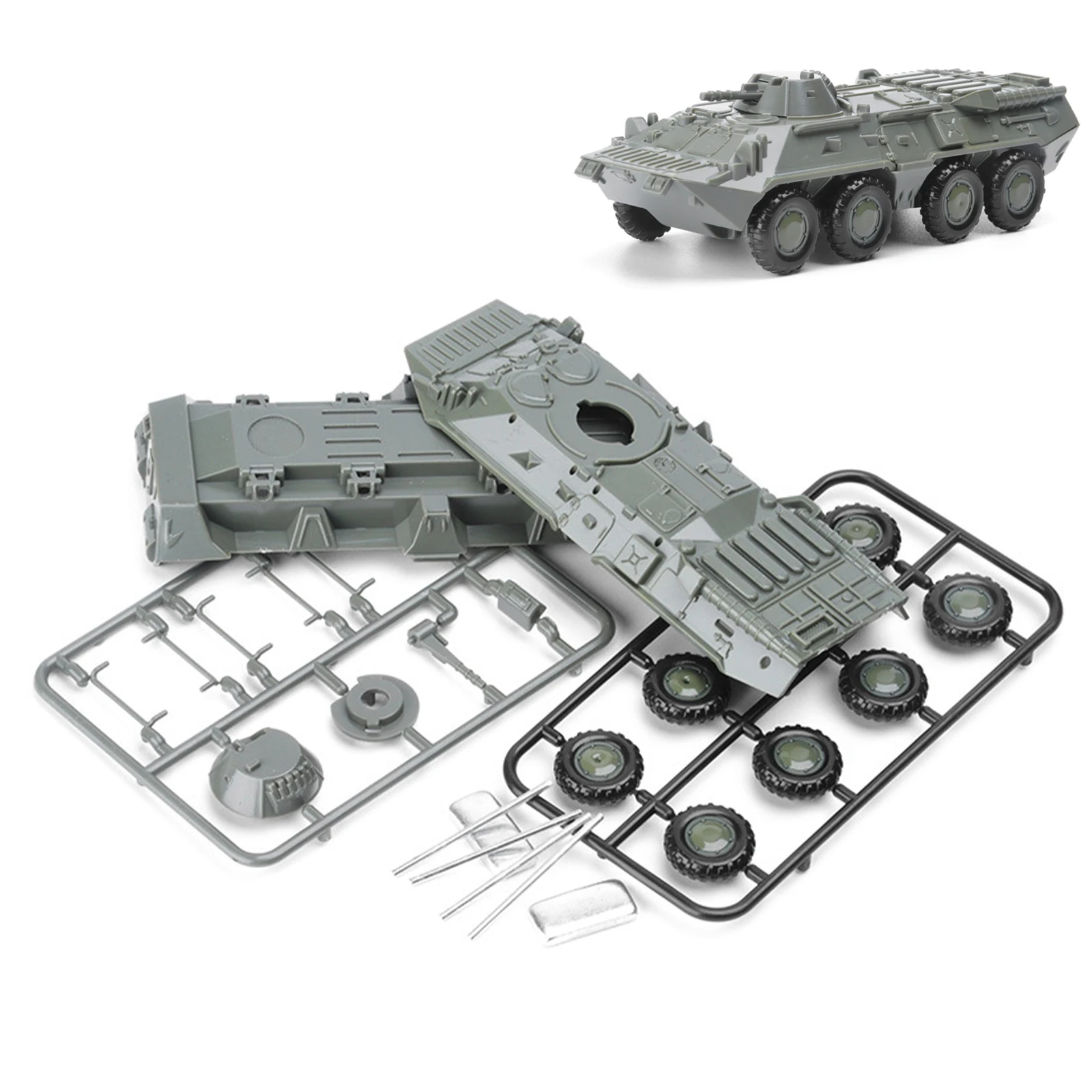 

1:72 Truck BTR 80 Wheeled Armored Vehicle Glue-free 4D Assembly Model Military Toy Car Model Kit for Collection