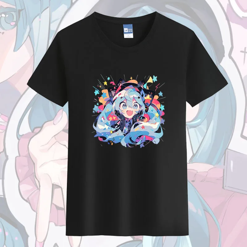 Kawaii Hatsune Miku Passion flowers Double ponytail pattern DIY homemade new anime Pure cotton with short sleeves Birthday Gifts