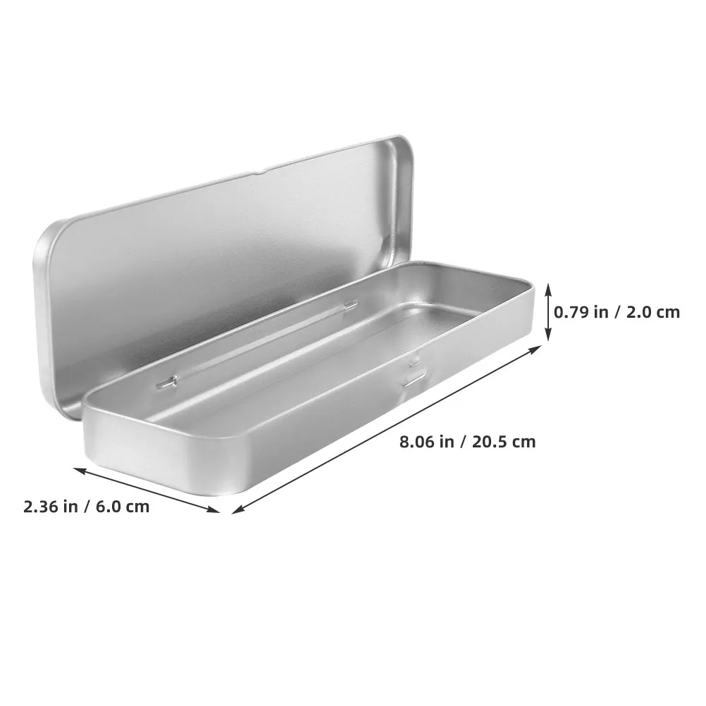 6Pcs Tinplate Pencil Boxes Durable Metal Stationery Holders Spacious Portable Case for School and Office Solid Pen Container