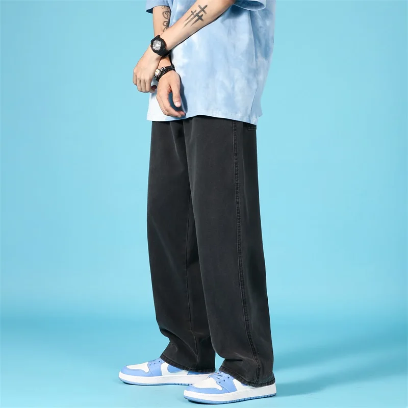 Spring Wide-leg Jeans Men's Fashion Casual Korean Jeans Men Streetwear Loose Hip-hop Straight Denim Trousers Mens Jeans Pants
