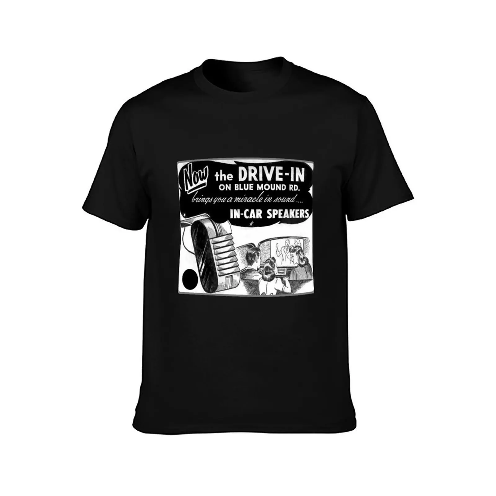 Drive In Speakers T-Shirt Summer Casual Cotton Tee Oversized Streetwear Tops Vintage Graphic Print Loose Fit Short Sleeve