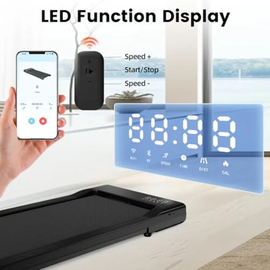 وسادة المشي للمنزل والمكتب تحت حصيرة المشي المكتبية مع التطبيق وجهاز التحكم عن بعد 3 في 1 معدات التمرين المحمولة Compa