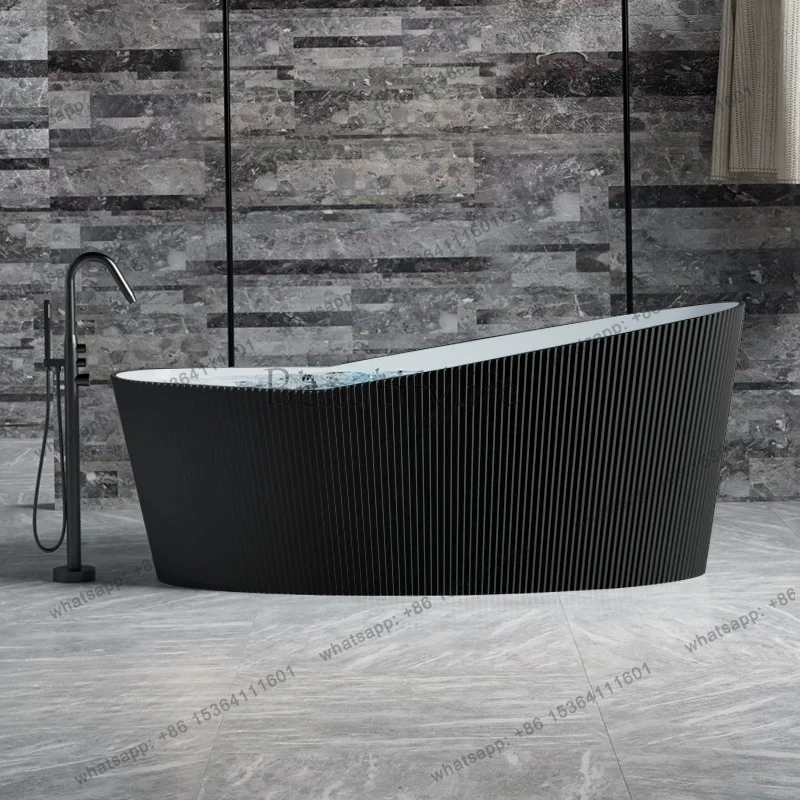 Künstlicher Stein-Whirlpool für den Haushalt, freistehender Sprudel-Surfer, vertikaler Streifen-Design für Hotelbäder
