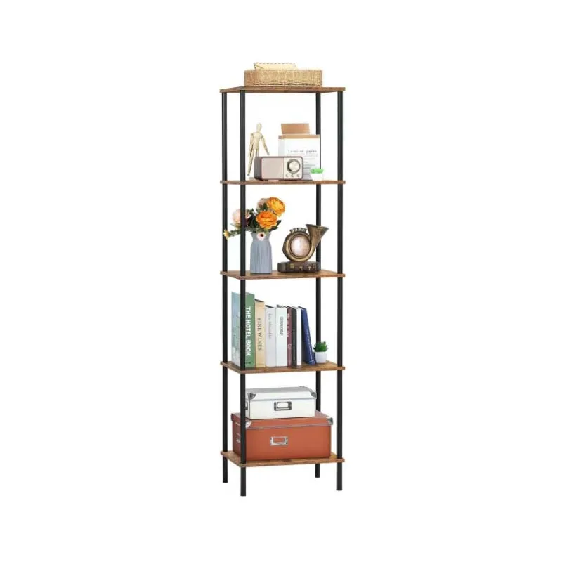 Black Shelves Bookshelf,Ladder Corner Bookshelf,Open Bookshelf Rustic Bookcase,Book Display Shelves for Home Office Living Room