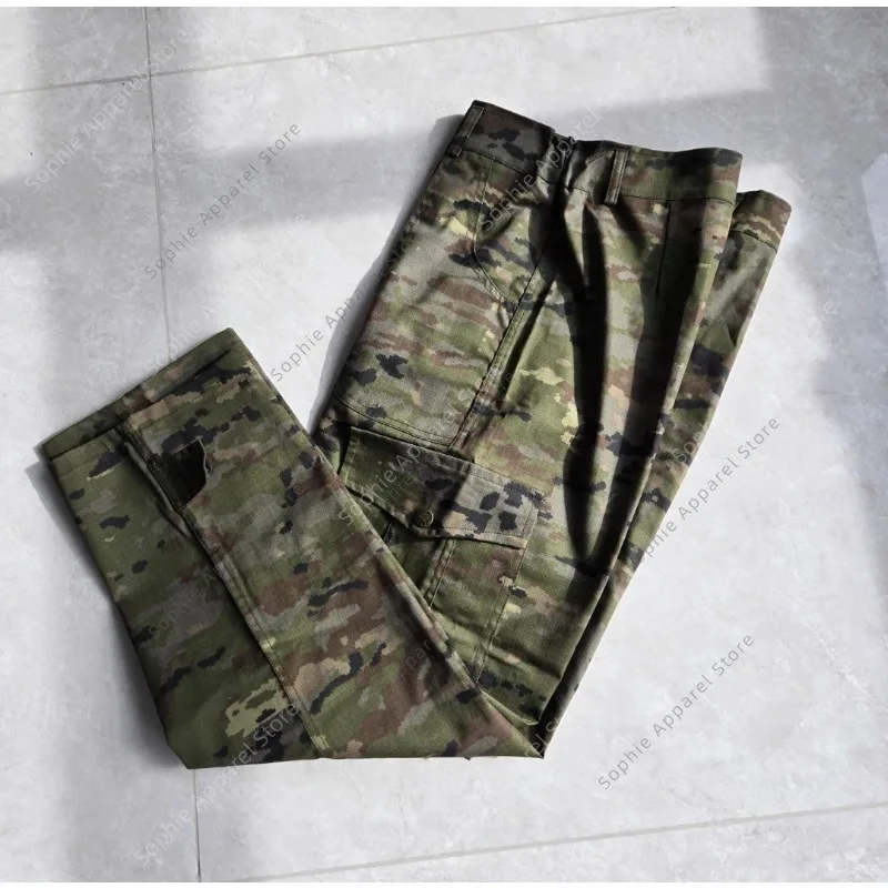 กางเกงยุทธวิธีผู้ชายลายพรางทะเลทราย กางเกงคาร์โก้สไตล์ทหาร มีกระเป๋าหลายช่อง ชุดทำงาน เดินป่า กางเกงกลางแจ้ง