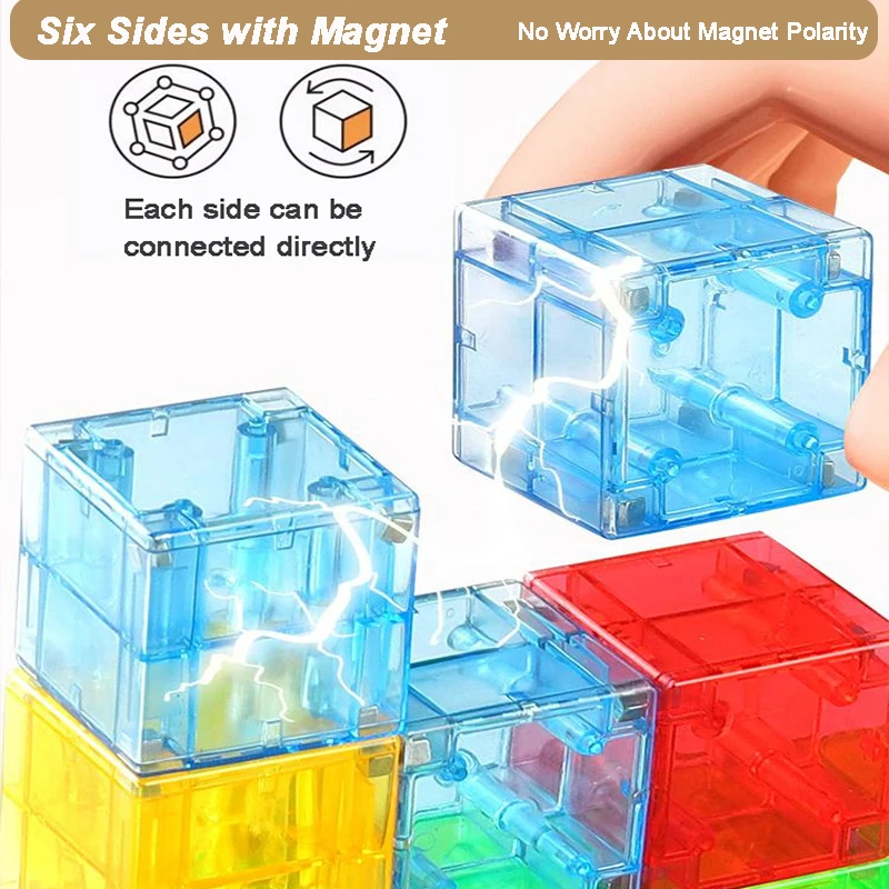 Nieuwe populaire transparante magnetische blokken bouwen magneetwereldset voor kind met voertuigen zintuiglijk constructiespeelgoed voor kinderen geschenken