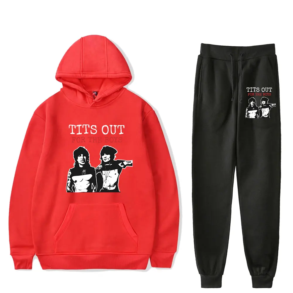 Jake Webber Merch tits out for the boys Hooded sets Drawstring Pockets Sweatshirt Set Men/women rapper hip hop  Pullover