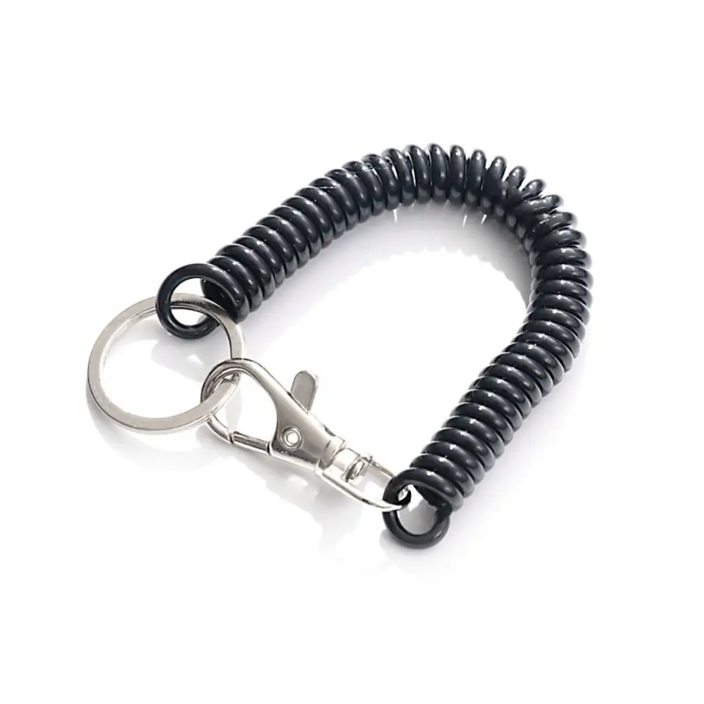 Spring Keychain Lanyard Key Ring Spring Hook Spiral Spring Coil Keyring Stretch Spring Coil Key Hooks Anti-lost Lobster Clasp