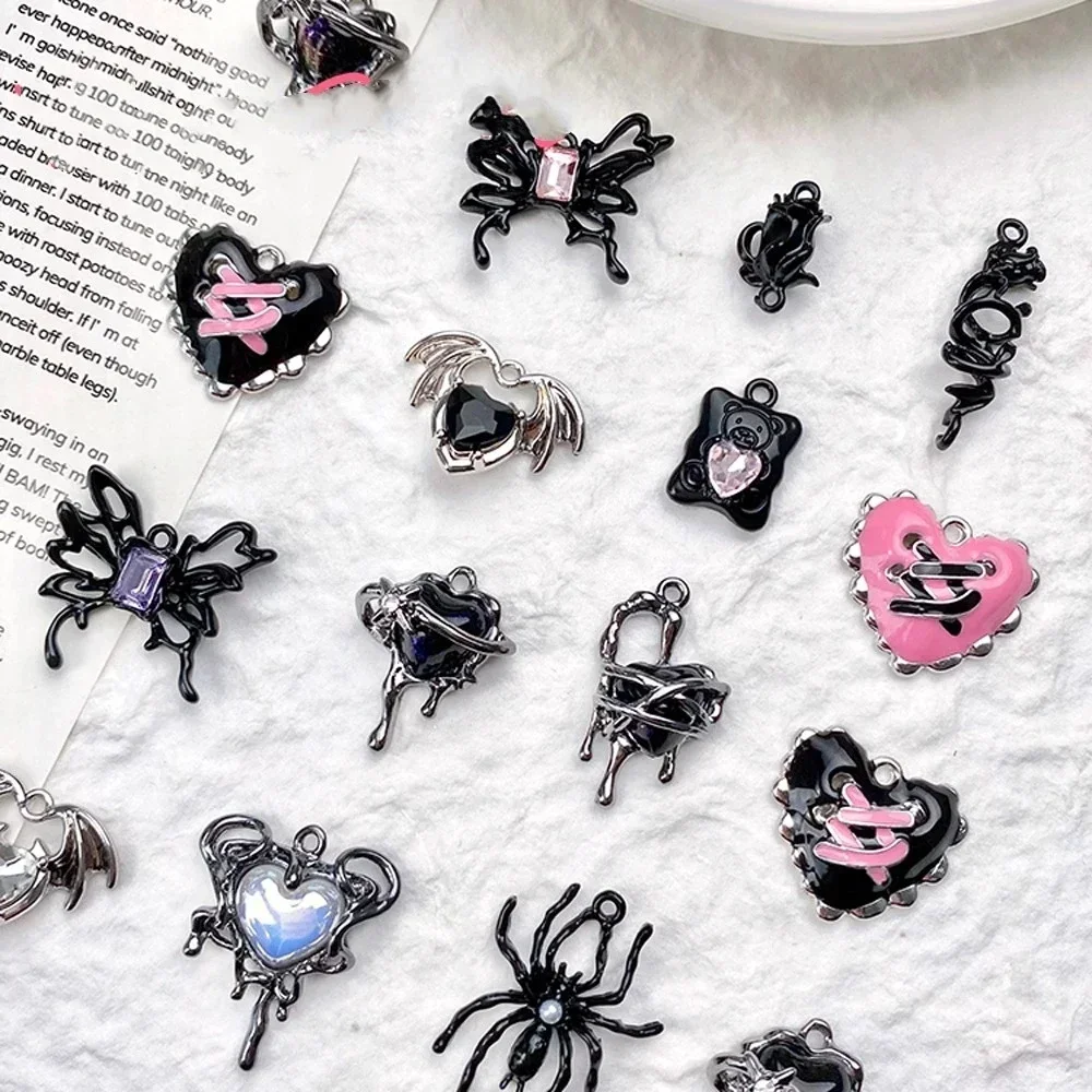 Black Pink Metal Alloy Pendant DIY Handmade Bead Material Bracelet Necklace Jewelry Originality Holiday Gifts Bead Accessories