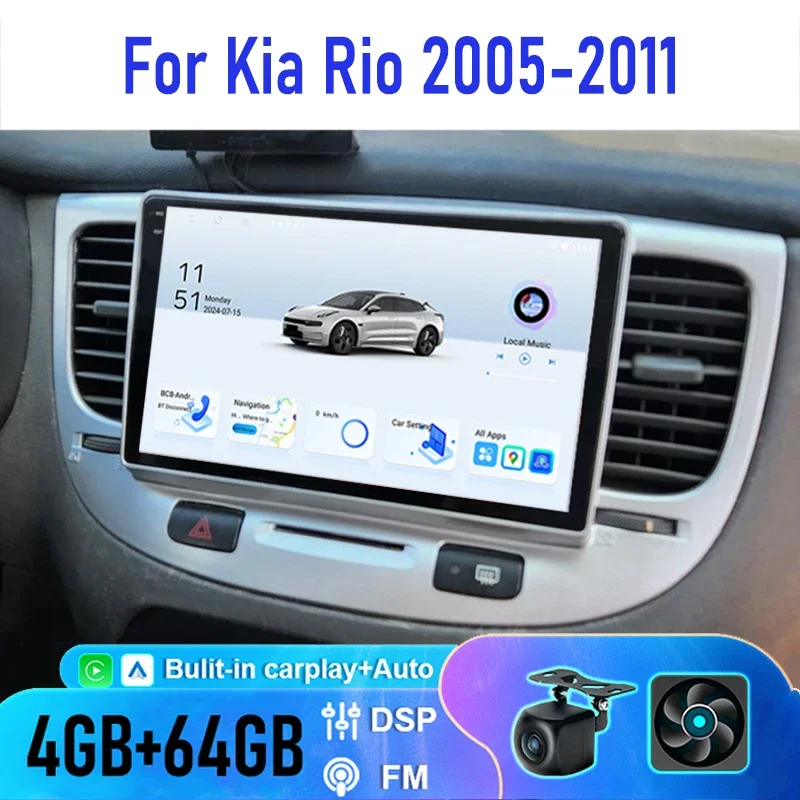 

Carplay Screen for Car, 9inch Carplay Car Radio For Kia Rio 2005-2011 with Mirror Link/Backup Camera/GPS Navigation
