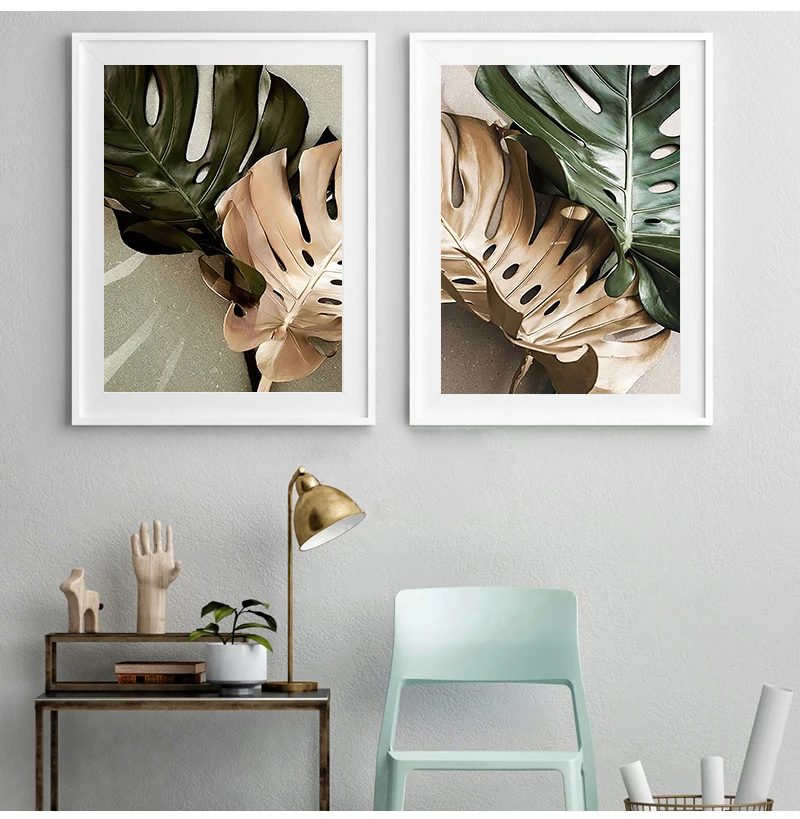 Monstera Leaves Wall Art Canvas Painting Green Style Plant Nordic Posters Prints Decorative Picture Modern Home Decor