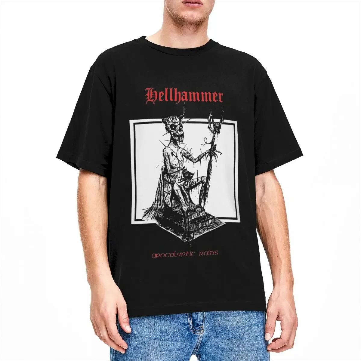 Casual Hellhammer Swiss Metal Band T-Shirts Men Crew Neck Cotton Short Sleeve Tee Shirt Summer Clothes funny men t shirts 2024