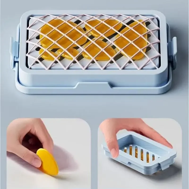 Multifunctional Laundry Soap Box Multifunctional Elastic Mesh Soap Blister Box Non-Slip Drain Mesh Snap Soap Box