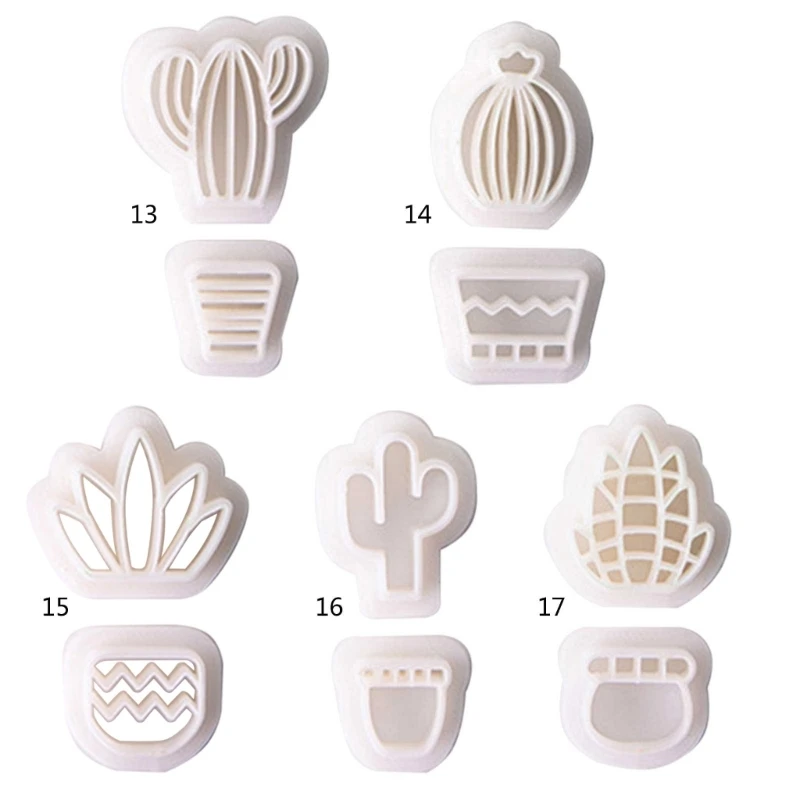 Potted Plant Clay Cutter Cactus Pattern Plastic Earring Jewelry Pendant Moulds Cactus Earrings Soft Pottery Cutting Dropshipping