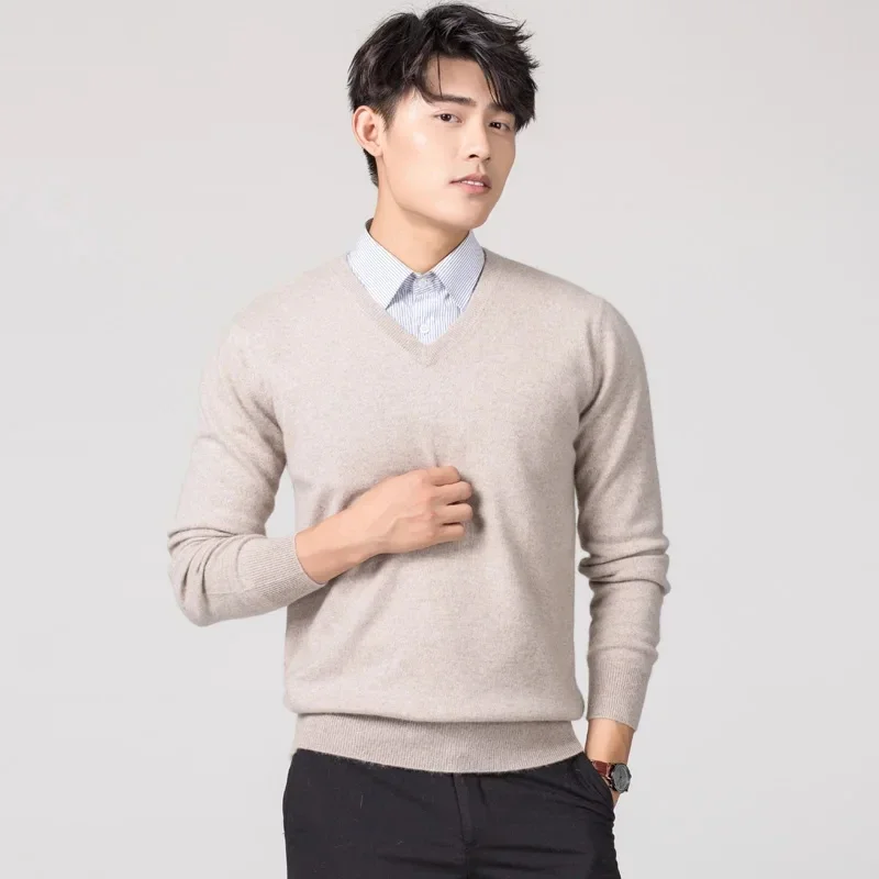 Men\'s Wool Knitted Vneck Sweater, Male Woolen Clothes, Standard Tops, Winter Pullovers, Hot Sale, New Fashion