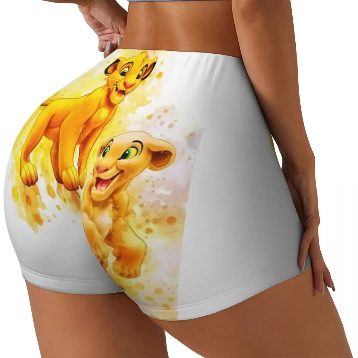 Custom Women King Lion Simba Workout Yoga Shorts Hakuna Matata Anime Movie Gym Athletic Biker Running Shorts